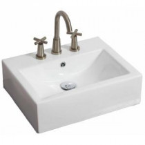 20-in. W x 18-in. D Wall Mount Rectangle Vessel Sink In White Color For 8-in. o.c. Faucet