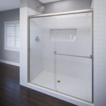 Classic 44 in. x 70 in. Semi-Framed Sliding Shower Door in Brushed Nickel