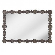 Sundry 49.5 in. x 33.75 in. Black Stamped Floral Framed Wall Mirror