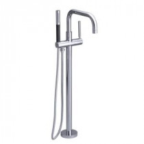 Purist Single-Handle Floor-Mount Bath Filler with Hand Shower in Polished Chrome