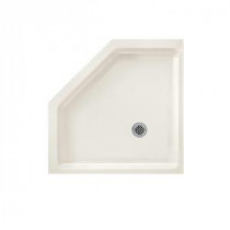 Neo Angle 36 in. x 36 in. Solid Surface Single Threshold Shower Floor in Bisque