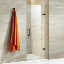 Tempo 28.5 in. x 70.625 in. Adjustable Frameless Shower Door with Hardware in Antique Rubbed Bronze and Clear Glass