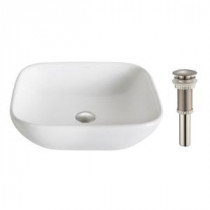 Elavo Vessel Sink in White with Pop-Up Drain in Brushed Nickel