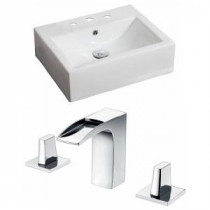 Rectangle Vessel Sink Set in White with 8 in. O.C. cUPC Faucet