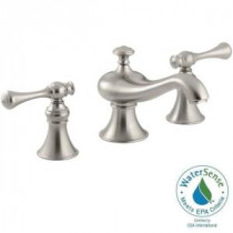 Revival 8 in. Widespread 2-Handle Low-Arc Bathroom Faucet in Vibrant Brushed Nickel with Traditional Lever Handles