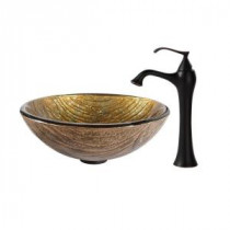 Terra Glass Vessel Sink in Multicolor and Ventus Faucet in Oil Rubbed Bronze