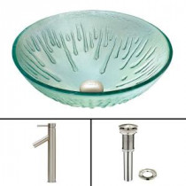 Glass Vessel Sink in Icicles and Dior Faucet Set in Brushed Nickel