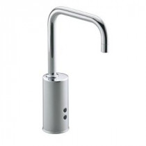 Geometric Battery-Powered Single Hole Touchless Bathroom Faucet in Polished Chrome