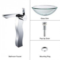 Vessel Sink in Clear Glass with Sonus Faucet in Chrome