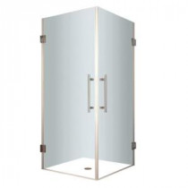 Vanora 34 in. x 72 in. Frameless Square Shower Enclosure in Stainless Steel with Self Closing Hinges