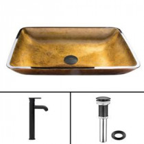 Glass Vessel Sink in Copper and Seville Faucet Set in Matte Black