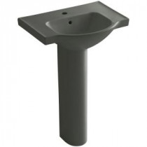 Veer Pedestal Combo Bathroom Sink in Thunder Grey with Single Faucet Hole