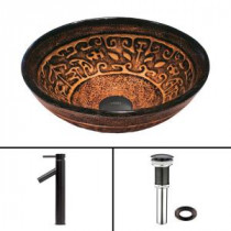 Glass Vessel Sink in Golden Greek and Dior Faucet Set in Antique Rubbed Bronze