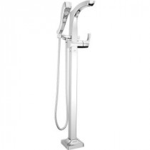 Tesla 1-Handle Floor-Mount Roman Tub Faucet Trim Kit with Handshower in Chrome (Valve Not Included)