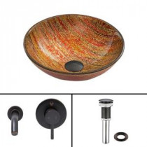 Glass Vessel Sink in Blazing Fire with Olus Wall-Mount Faucet Set in Antique Rubbed Bronze