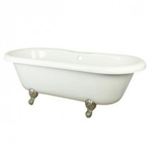 5.5 ft. Acrylic Satin Nickel Claw Foot Double Ended Oval Tub in White
