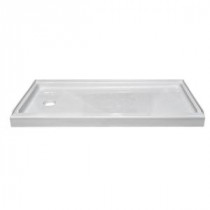 Elite 54 in. x 27 in. Single Threshold Shower Base with Left Drain in White