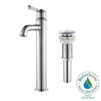Solinder Single Hole Single-Handle Vessel Bathroom Faucet with Matching Pop-Up Drain in Chrome