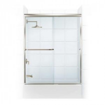 Paragon 3/16 B Series 56 in. x 57 in. Semi-Framed Sliding Tub Door with Towel Bar in Brushed Nickel and Clear Glass