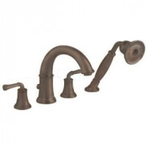 Portsmouth Lever 2-Handle Deck-Mount Roman Tub Faucet with Handshower in Oil Rubbed Bronze