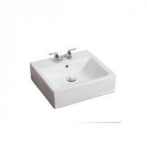 20-in. W x 18-in. D Above Counter Rectangle Vessel Sink In White Color For 4-in. o.c. Faucet