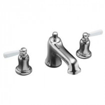 Bancroft 2-White Ceramic Lever Handles Roman Tub Faucet Trim Only in Polished Chrome (Valve not included)