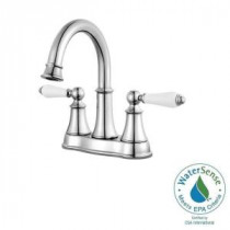 Courant 4 in. Centerset 2-Handle High-Arc Bathroom Faucet in Polished Chrome with White Handles