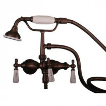 3-Handle Claw Foot Tub Faucet with Old Style Spigot and Hand Shower in Oil Rubbed Bronze
