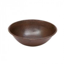 Round Wired Rimmed Hammered Copper Vessel Sink in Oil Rubbed Bronze