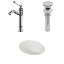 Oval Undermount Bathroom Sink Set in Biscuit with Deck Mount cUPC Faucet and Drain