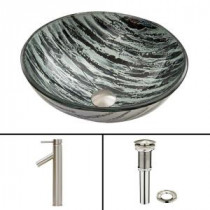 Glass Vessel Sink in Rising Moon and Dior Faucet Set in Brushed Nickel