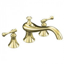 Revival 2-Handle Deck-Mount Roman Tub Faucet Trim Only in Vibrant Polished Brass (Valve not included)