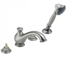 Leland 2-Handle Deck-Mount Roman Tub Faucet with Hand Shower Trim Kit Only in Stainless (Valve and Handles Not Included)