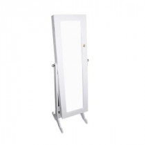 57 in. H x 16.5 in. W Wooden Standing Mirror with Storage in White
