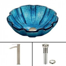 Glass Vessel Sink in Mediterranean Seashell and Duris Faucet Set in Brushed Nickel
