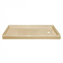 Elite 54 in. x 27 in. Single Threshold Shower Base with Right Drain in Almond