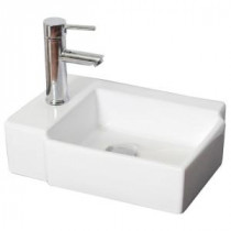 16.25-in. W x 12-in. D Above Counter Rectangle Vessel Sink In White Color For Single Hole Faucet