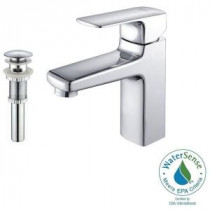 Virtus Single Hole Single-Handle Low-Arc Bathroom Faucet and Pop-Up Drain with Overflow in Chrome