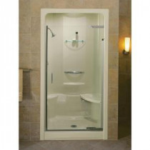 Purist 42 in. x 72 in. Heavy Semi-Framed Pivot Shower Door in Vibrant Brushed Nickel with Clear Glass