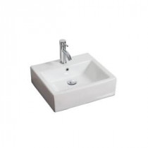 20-in. W x 18-in. D Wall Mount Rectangle Vessel Sink In White Color For Single Hole Faucet
