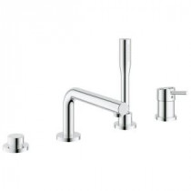 Concetto Single Handle Deck-Mount Roman Tub Filler with Personal Hand Shower in StarLight Chrome