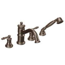 Waterhill 2-Handle Deck-Mount Roman Tub Trim Kit with Hand Shower in Oil Rubbed Bronze (Valve Sold Separately)