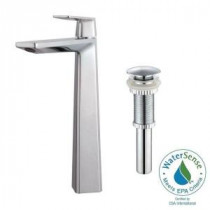 Aplos Single Hole Single-Handle High-Arc Bathroom Faucet with Matching Pop-Up Drain in Chrome