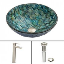 Glass Vessel Sink in Oceania and Shadow Faucet Set in Brushed Nickel