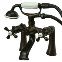 Victorian 3-Handle Deck-Mount Claw Foot Tub Faucet with Hand Shower in Oil Rubbed Bronze
