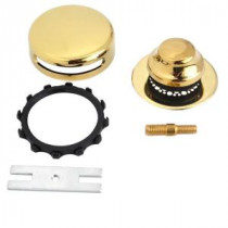 Universal NuFit Foot Actuated Bathtub Stopper with Grid Strainer and Combo Pin Adapter Kit, Polished Brass