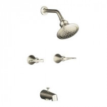 Revival 2-Handle 1-Spray Tub and Shower Faucet with Scroll Lever Handles in Vibrant Brushed Nickel