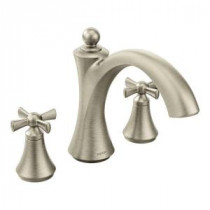 Wynford 2-Handle Deck-Mount High-Arc Roman Tub Faucet Trim Kit with Cross Handles in Brushed Nickel (Valve Not Included)