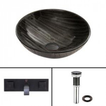 Glass Vessel Sink in Interspace and Titus Faucet Set in Antique Rubbed Bronze