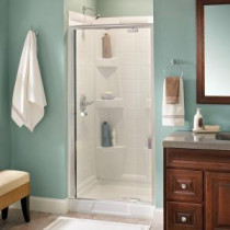 Phoebe 36 in. x 66 in. Frameless Pivot Shower Door in Chrome with Clear Glass